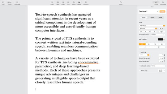 Preview of a dense PDF page about text-to-speech synthesis
